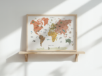 Wereldkaart Poster met Dieren, World Map
