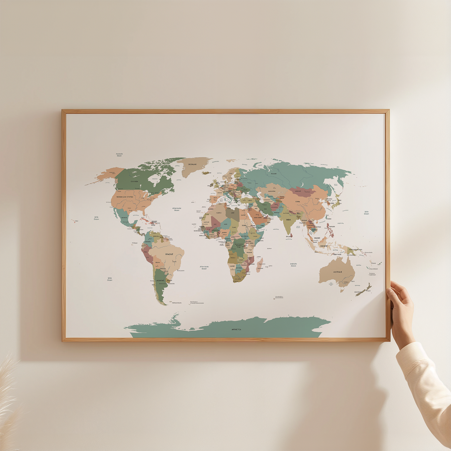 world map whiteback Nederlandstalige Politieke Wereldkaart Poster 60x90cm - Afbeelding 1